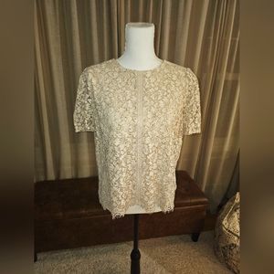 NWT, adelyn rae/Anthropologie, Cream and champagne, lace top, size M